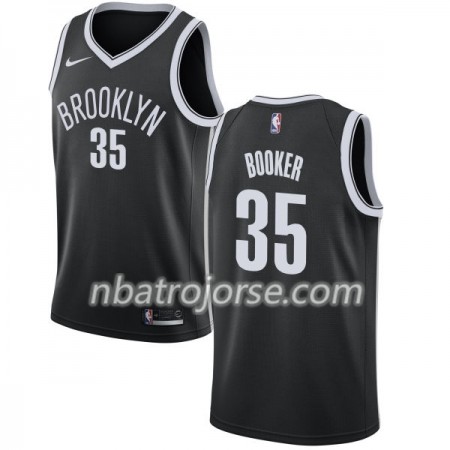 Män Brooklyn Nets Tröja Trevor Booker 35 Nike 2017-18 Svart Swingman